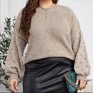 Drop Shoulder Textured Sleeve Sweater